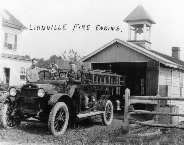 Lionville's first motorized engine and firehouse.